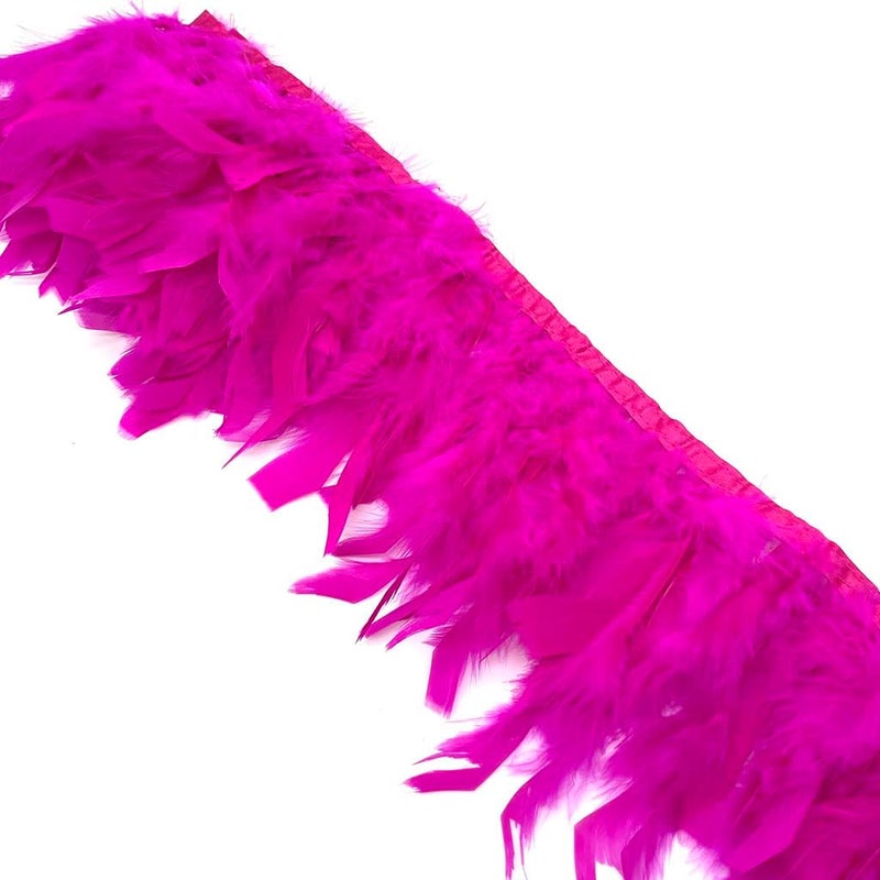 Shekyeon Turkey Feathers Fringe Trim for Party Clothing DIY Sewing Crafts Decoration Pack of 2 Yards (Fuchsia) - Image 3